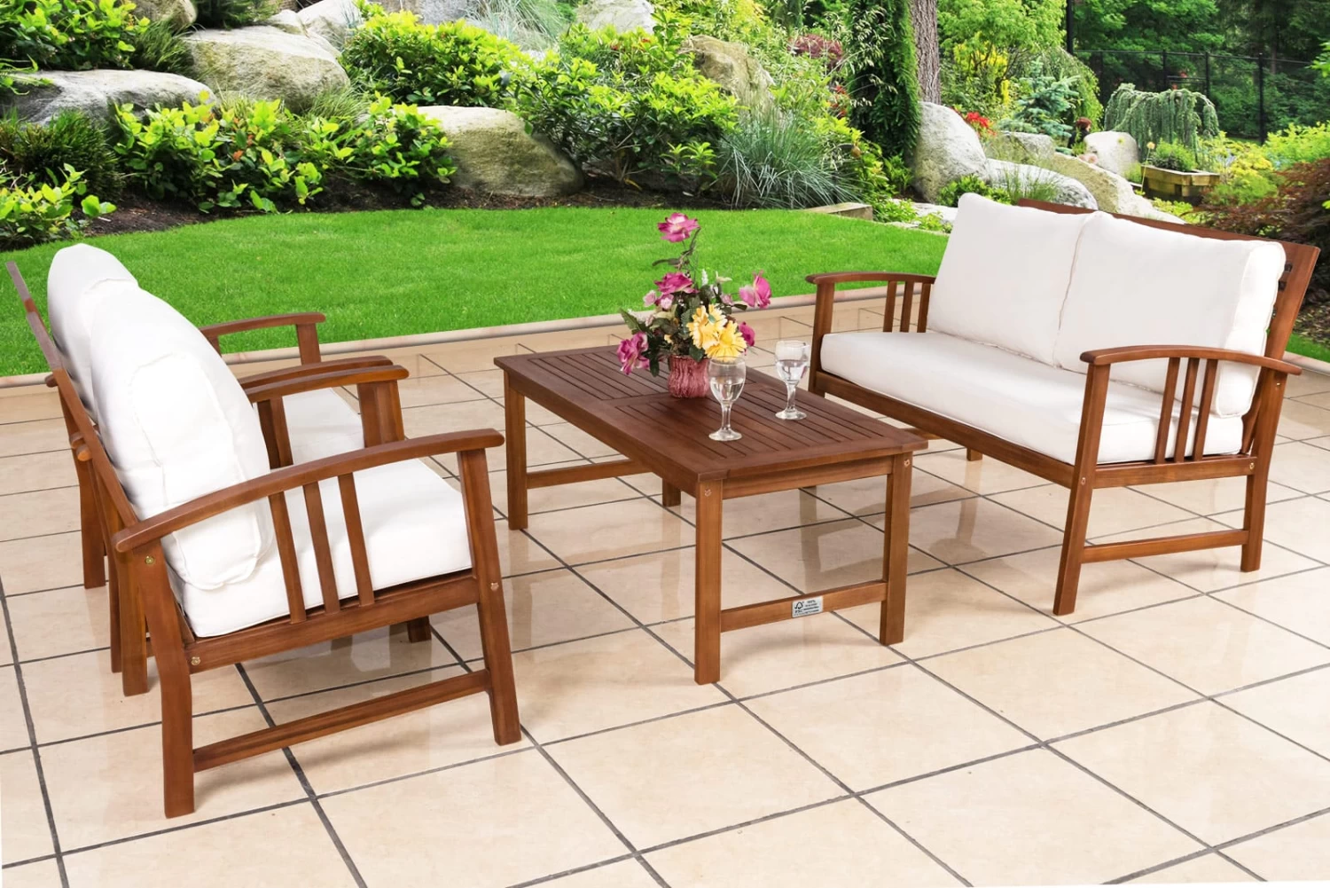 Garten-Sitzgruppe Atlas 4-tlg. Creme Akazienholz 9 Garten-Sitzgruppe Atlas 4-tlg. Creme Akazienholz – Bild 9