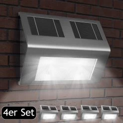 LED Solar-Wandleuchte 4er-Set Edelstahl 13 LED Solar-Wandleuchte 4er-Set Edelstahl -Garten & Außenbereich 9baf75021cd9b0a34d415c0df547871d 7 1
