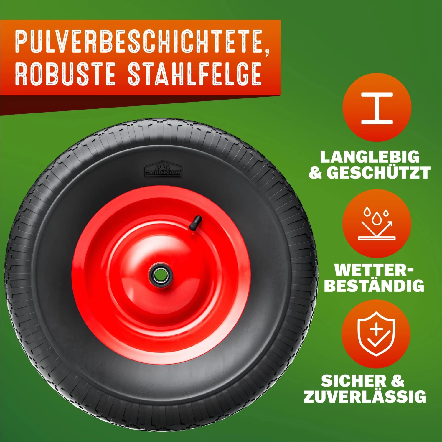 Schubkarrenrad Schwarz Luftbereift Inkl. Achse 4 Schubkarrenrad Schwarz Luftbereift Inkl. Achse – Bild 4