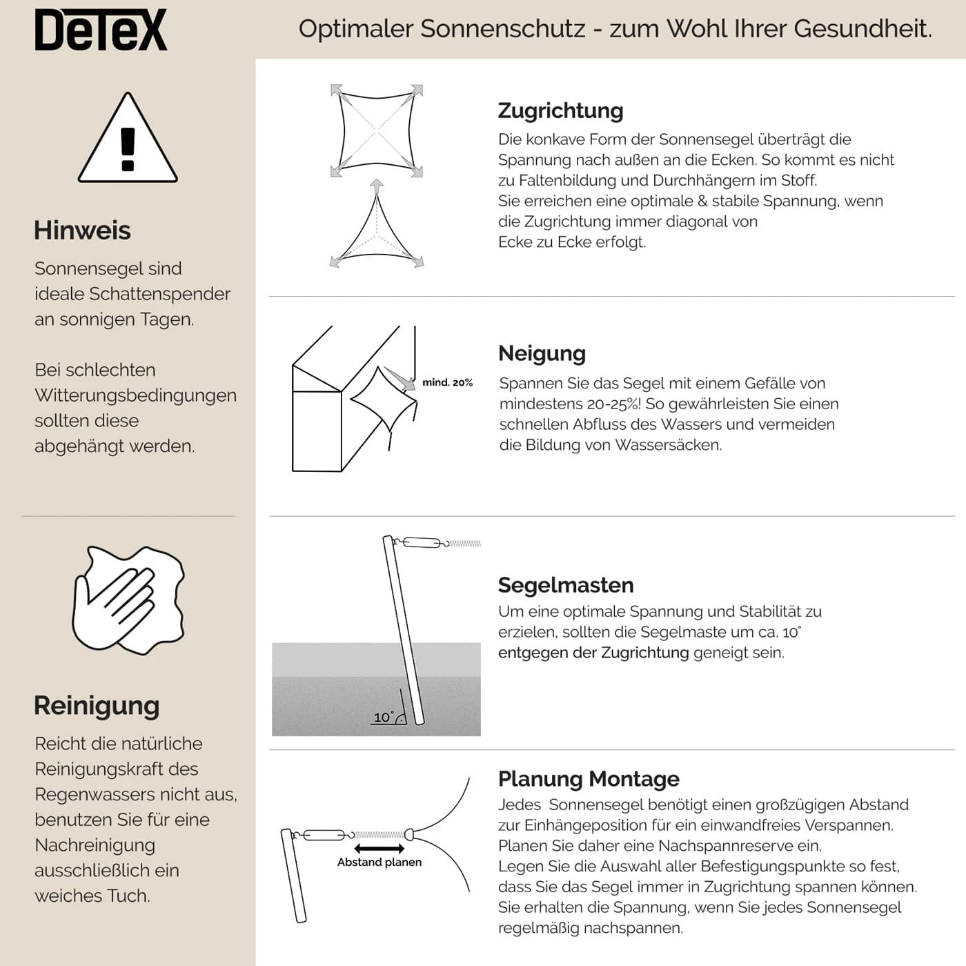 Sonnensegel HDPE Dreieck Creme 3x3x3m 4 Sonnensegel HDPE Dreieck Creme 3x3x3m – Bild 4