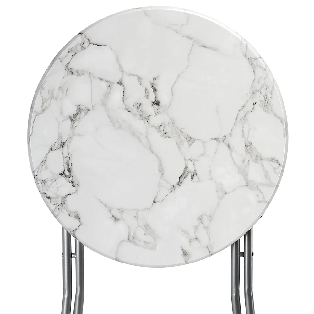 Stehtisch 2er-Set Weiß Marmoroptik Ø60cm Klappbar 8 Stehtisch 2er-Set Weiß Marmoroptik Ø60cm Klappbar – Bild 8