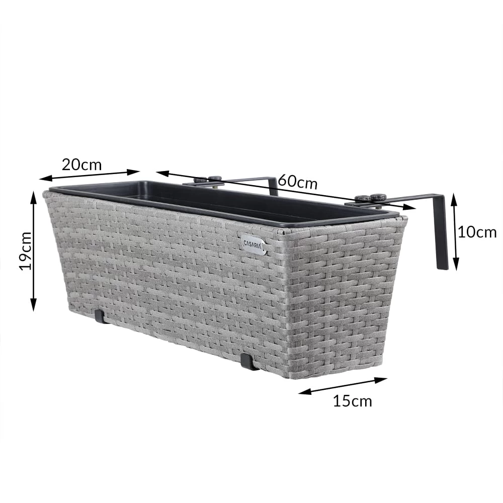 Polyrattan Blumenkasten 4er-Set Grau 2 Polyrattan Blumenkasten 4er-Set Grau – Bild 2