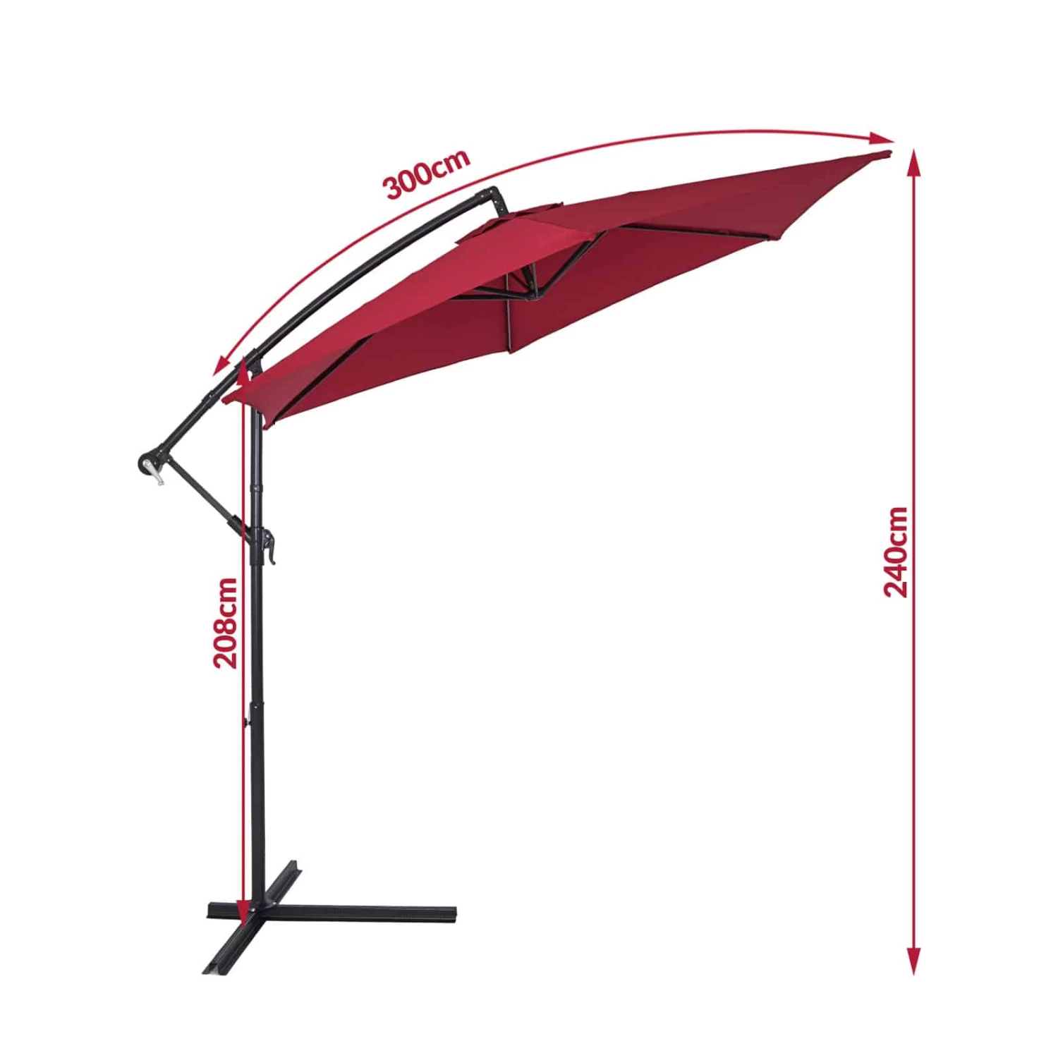 Ampelschirm Rot Alu Ø300cm UV-Schutz 50+ + Abdeckung 9 Ampelschirm Rot Alu Ø300cm UV-Schutz 50+ + Abdeckung – Bild 9