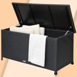 Polyrattan Auflagenbox Schwarz 122x56x61cm Griffe -Garten & Außenbereich a49efc129d7b4676caf71b31b2f9052f de 102318d 1 1