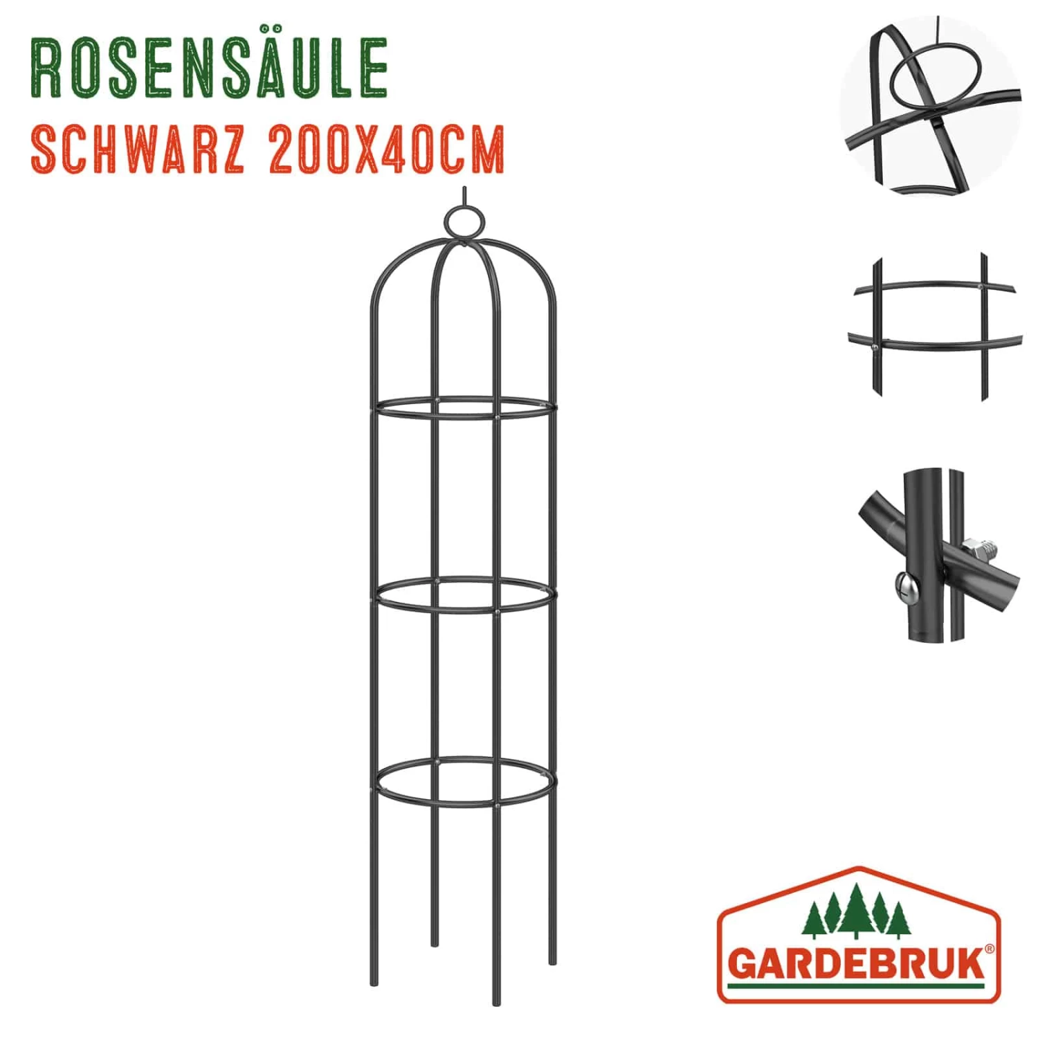 Rosensäule 2er-Set Schwarz 200x40cm 7 Rosensäule 2er-Set Schwarz 200x40cm – Bild 7