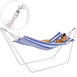 Hängematte Mit Metallgestell Creme/Blau 200x80cm 15 Hängematte Mit Metallgestell Creme/Blau 200x80cm -Garten & Außenbereich a85d9d49b9b0e7e4872a795e1fdda9cc a de 102377g 1 1