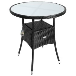 Polyrattan-Tisch Schwarz Rund Ø60cm