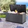 Polyrattan-Auflagenbox Schwarz 150x77x73cm Mit Rollen