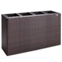 Polyrattan Blumentopf Braun 95x27x60cm