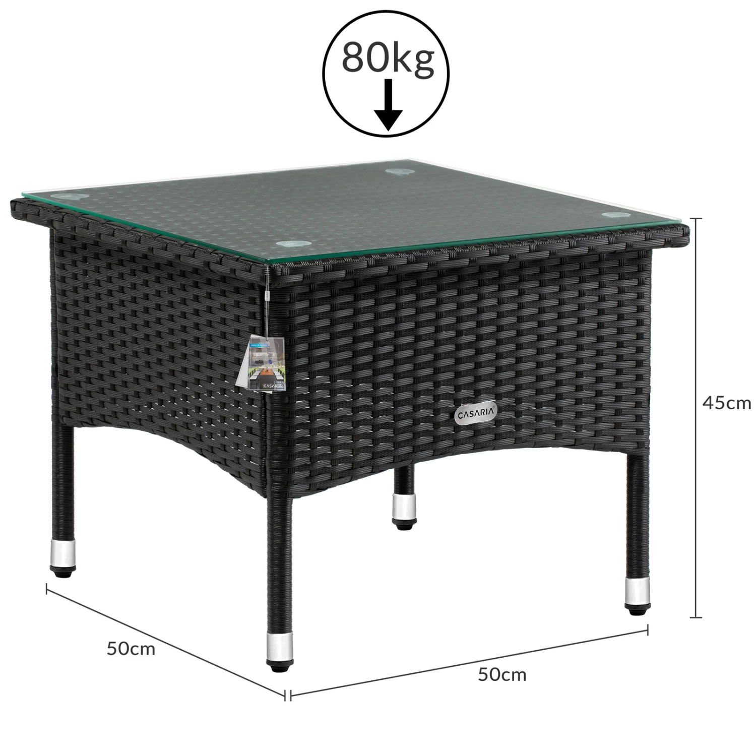 Polyrattan Beistelltisch Schwarz 50x50x45cm 7 Polyrattan Beistelltisch Schwarz 50x50x45cm – Bild 7
