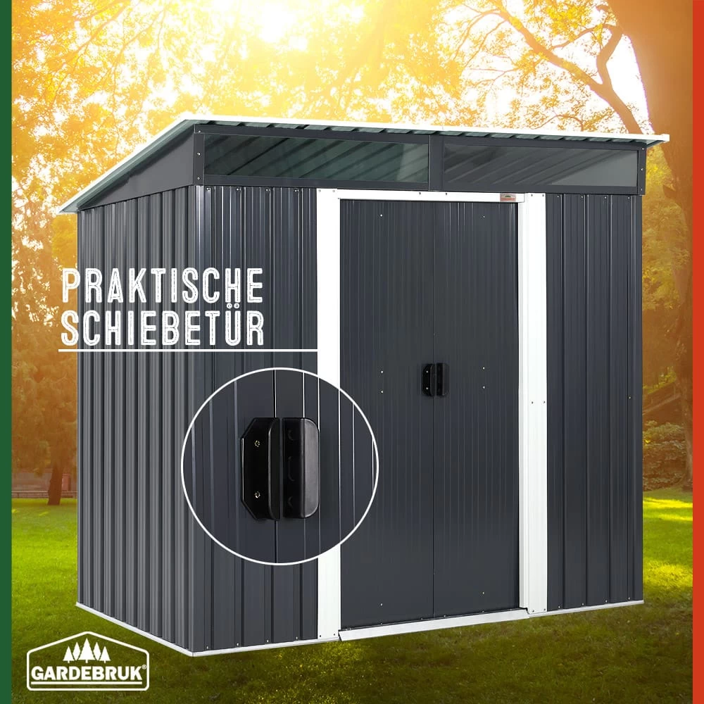 Geräteschuppen Anthrazit Metall 196x122x180cm 5 Geräteschuppen Anthrazit Metall 196x122x180cm – Bild 5