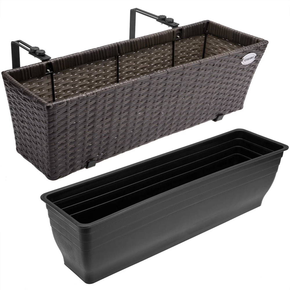 Polyrattan Blumenkasten 4er-Set Braun 4 Polyrattan Blumenkasten 4er-Set Braun – Bild 4