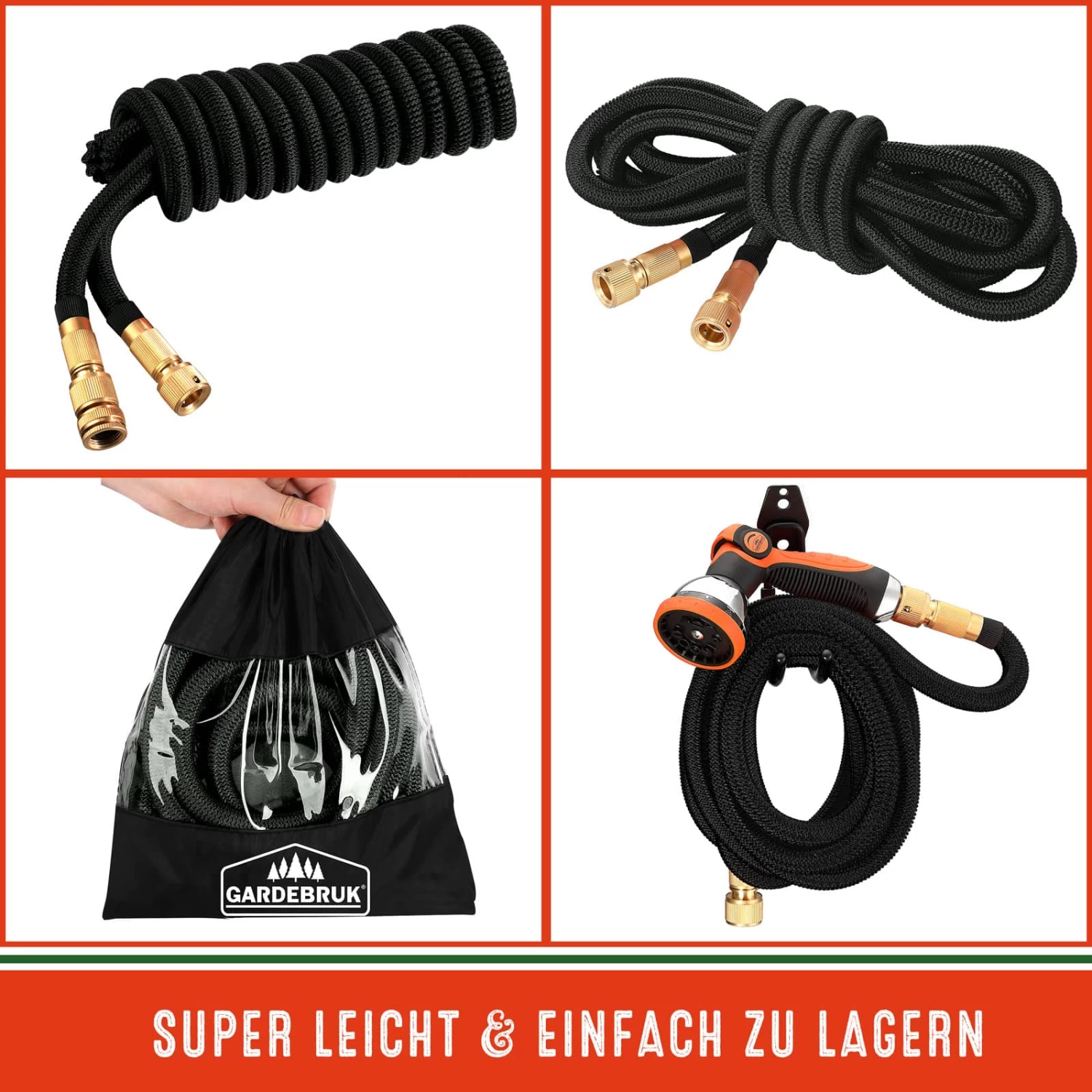 Gartenschlauch Schwarz 15m Flexibel 4 Gartenschlauch Schwarz 15m Flexibel – Bild 4