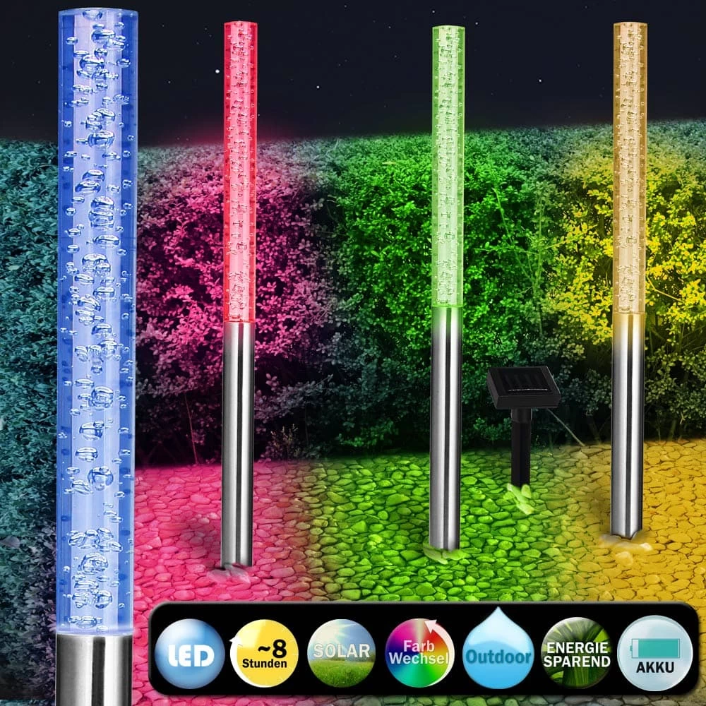 LED Solar Steckleuchte 4er-Set Mit Farbwechsler 1 LED Solar Steckleuchte 4er-Set Mit Farbwechsler