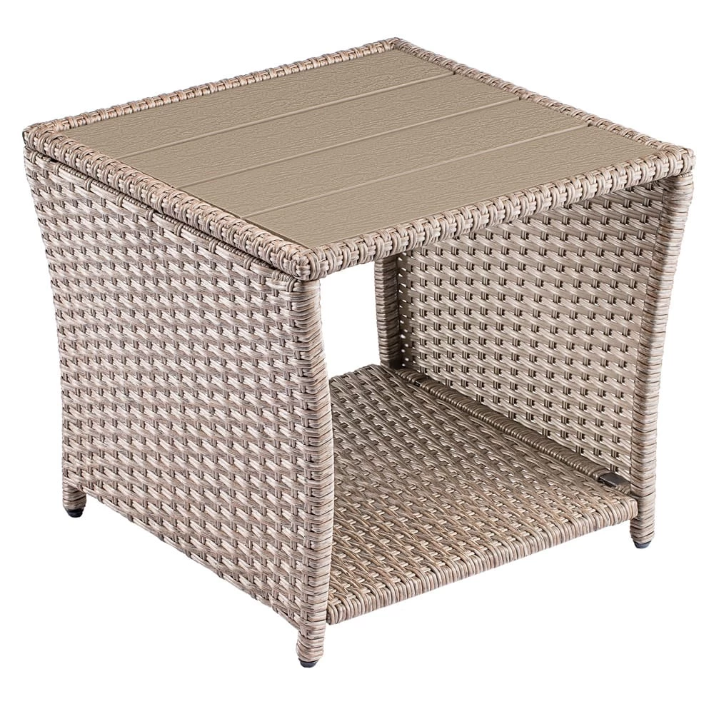 Polyrattan Beistelltisch Vedis Creme 45x45x40cm 1 Polyrattan Beistelltisch Vedis Creme 45x45x40cm