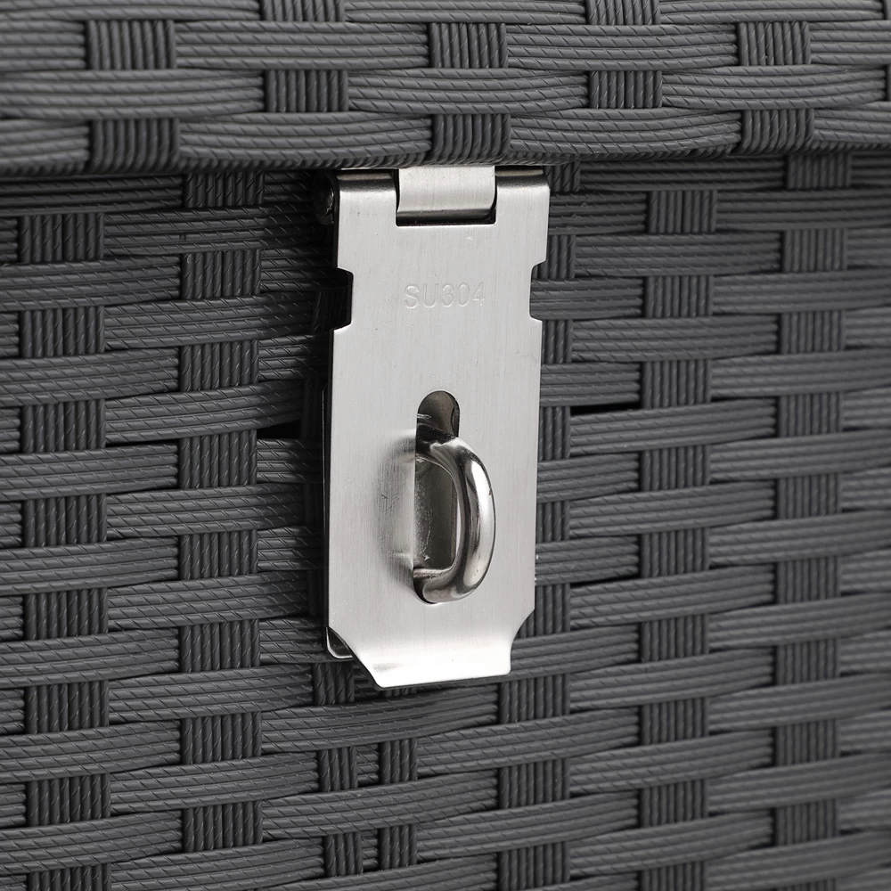 Polyrattan-Auflagenbox Schwarz 150x77x73cm Mit Rollen 7 Polyrattan-Auflagenbox Schwarz 150x77x73cm Mit Rollen – Bild 7