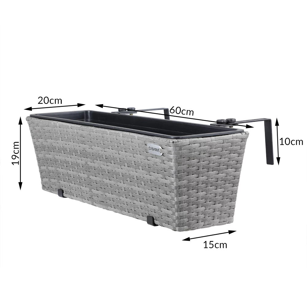 Polyrattan Blumenkasten 2er-Set Grau 7 Polyrattan Blumenkasten 2er-Set Grau – Bild 7