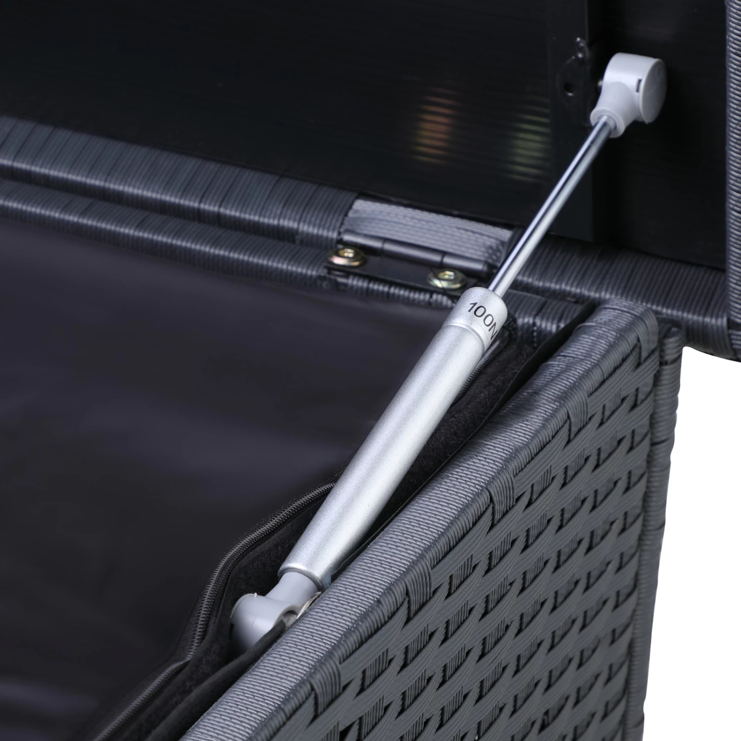 Polyrattan-Auflagenbox Schwarz 150x77x73cm Mit Rollen 3 Polyrattan-Auflagenbox Schwarz 150x77x73cm Mit Rollen – Bild 3