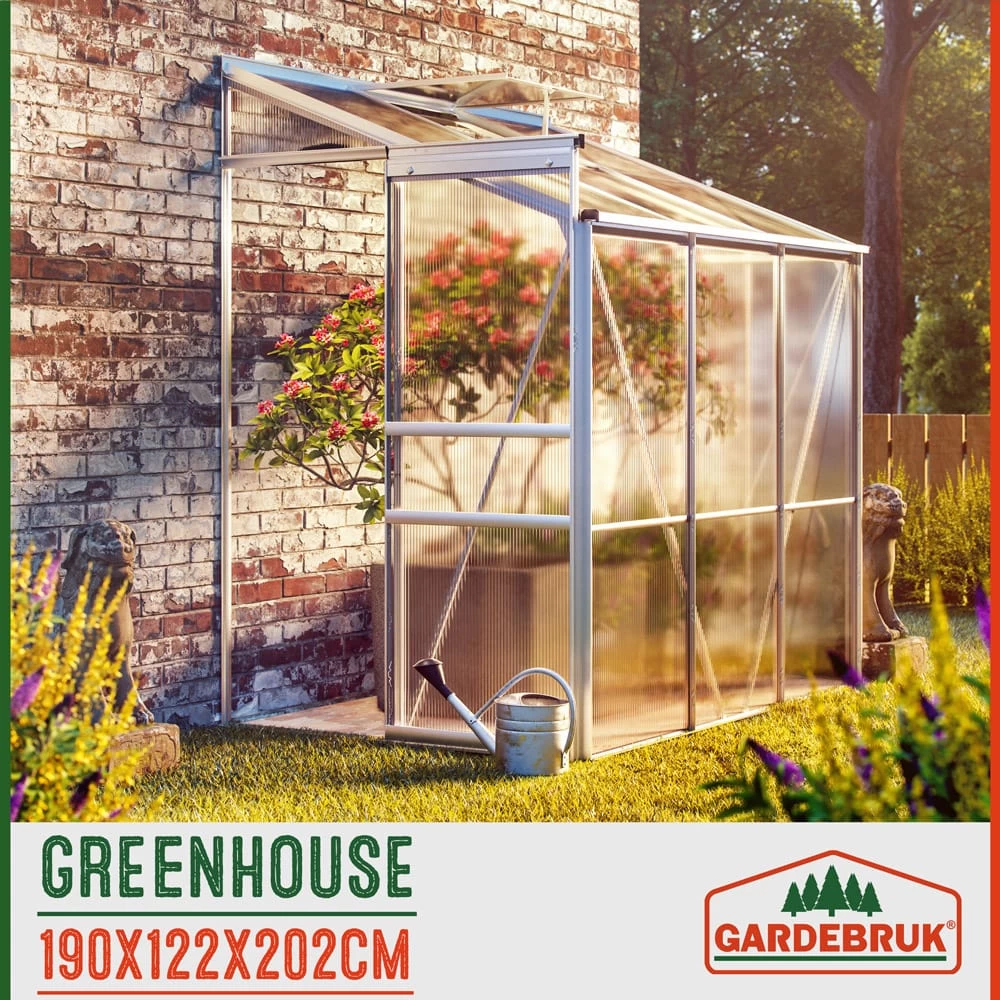 Alu Beistellgewächshaus 190x122x202cm Mit Fundament 4 Alu Beistellgewächshaus 190x122x202cm Mit Fundament – Bild 4