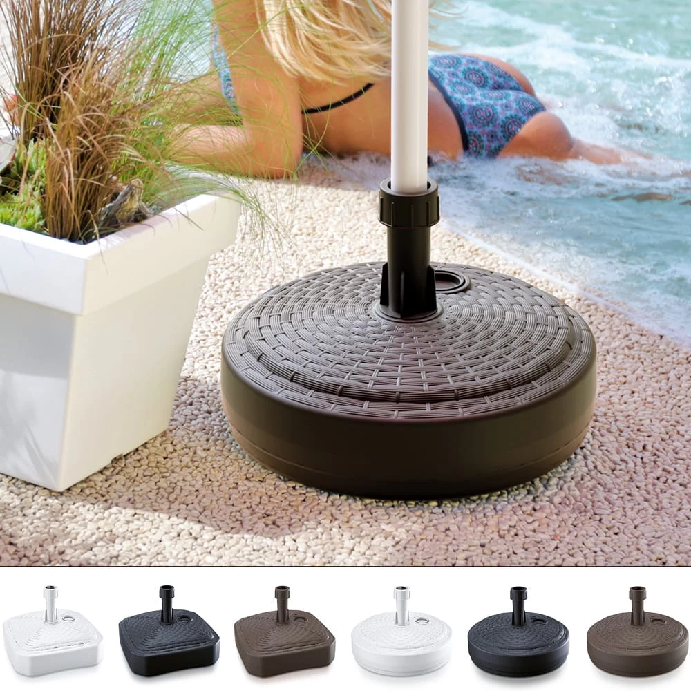 Schirmständer Weiß Polyrattan Optik Ø39cm 3 Schirmständer Weiß Polyrattan Optik Ø39cm – Bild 3