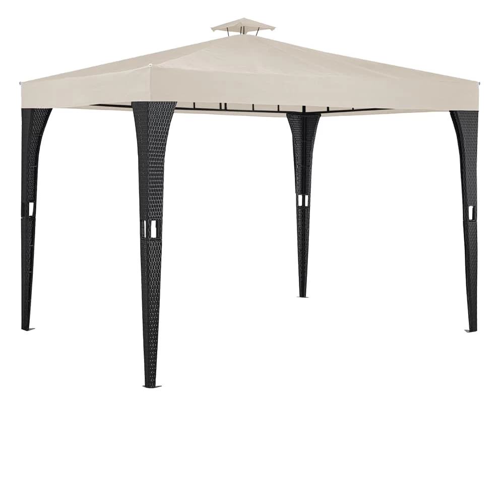 Polyrattan Pavillon Schwarz/Creme 3x3m 1 Polyrattan Pavillon Schwarz/Creme 3x3m