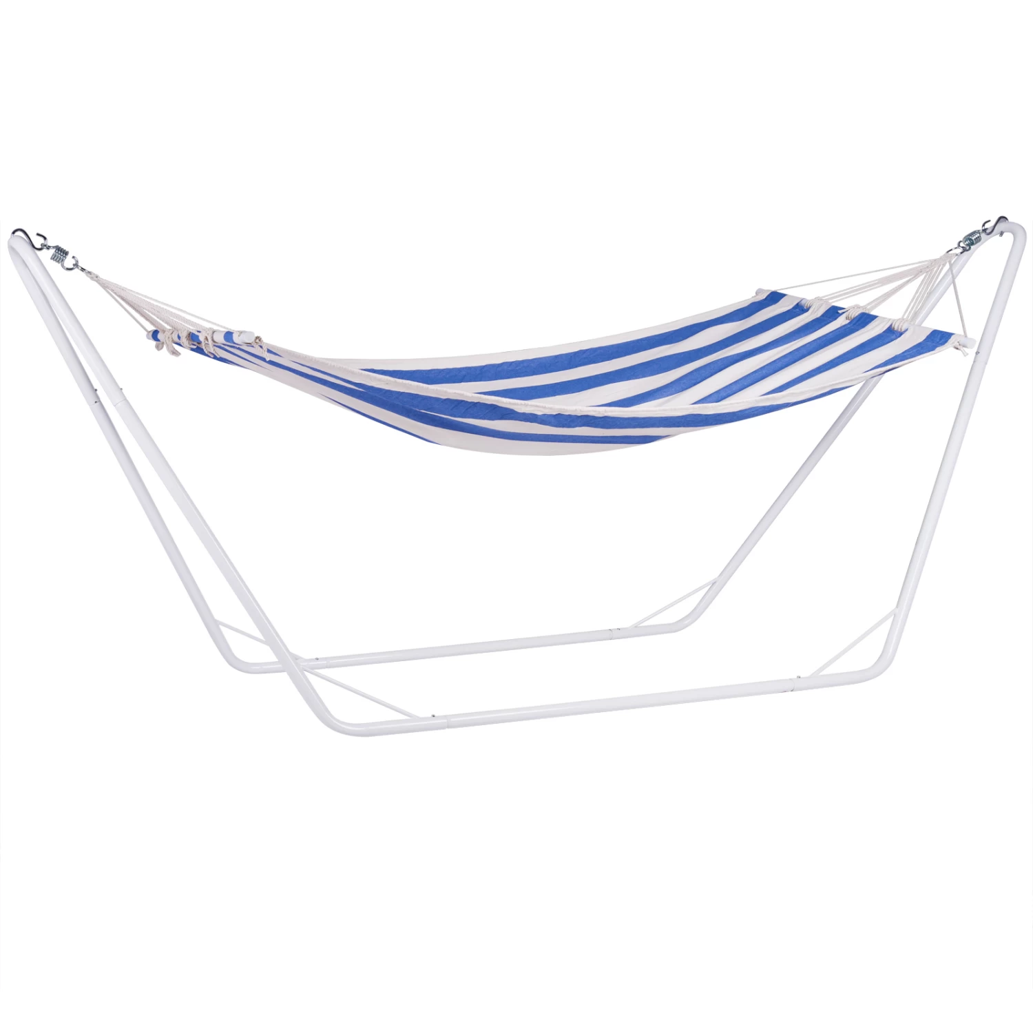 Hängematte Mit Metallgestell Creme/Blau 200x80cm 7 Hängematte Mit Metallgestell Creme/Blau 200x80cm – Bild 7