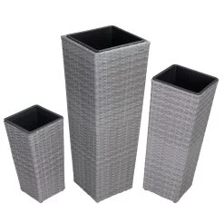 Polyrattan Blumentopf 3er-Set Grau -Garten & Außenbereich bf1f4630c2498d9ee123b8434d64a2b0 de 108644d 5