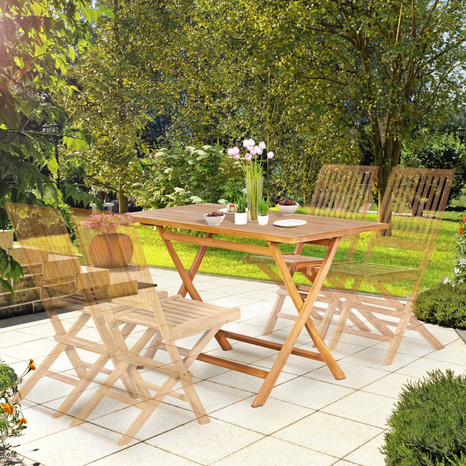 Gartentisch Bari Teakholz 125x60x75cm Klappbar 3 Gartentisch Bari Teakholz 125x60x75cm Klappbar – Bild 3