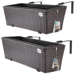 Polyrattan Blumenkasten 2er-Set Braun