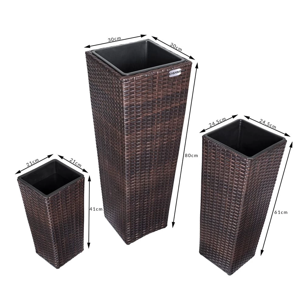 Polyrattan Blumentopf 3-tlg. Braun 8 Polyrattan Blumentopf 3-tlg. Braun – Bild 8