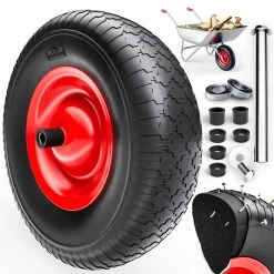 Schubkarrenrad Schwarz PU-Schaum Inkl. Achse