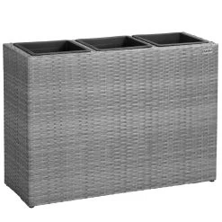 Polyrattan Blumentopf Grau 83x30,5x60cm