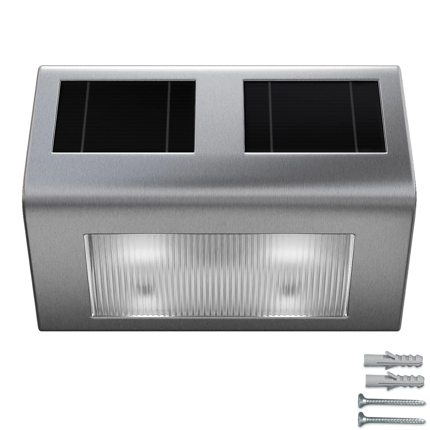 LED Solar Wandleuchte Edelstahl IP65 4 LED Solar Wandleuchte Edelstahl IP65 – Bild 4