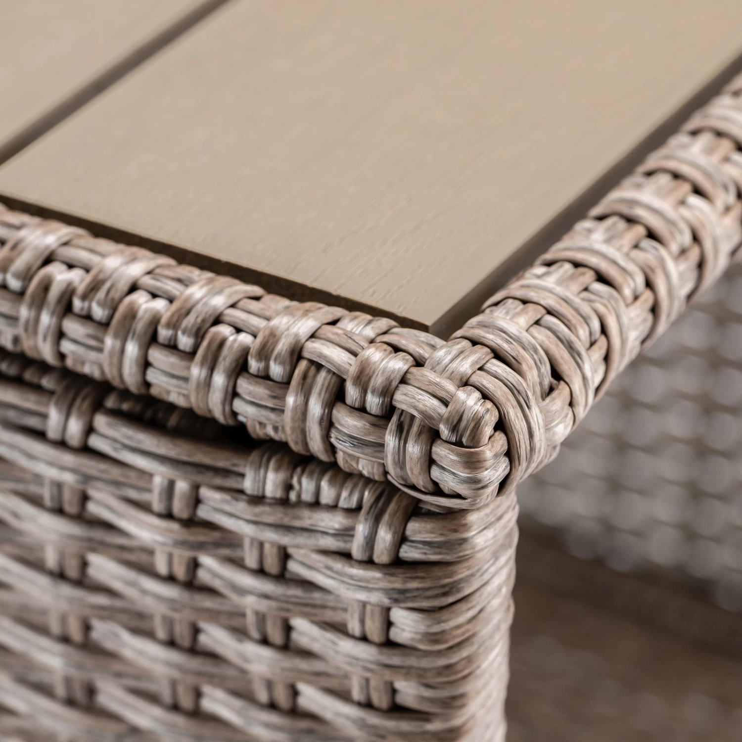 Polyrattan Beistelltisch Vedis Creme 45x45x40cm 8 Polyrattan Beistelltisch Vedis Creme 45x45x40cm – Bild 8