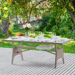 Polyrattan Gartentisch Takeo Creme 190x90x74cm Glas -Garten & Außenbereich c962801ffefcd14140462bbbae3a5f68 de 995694d 18 1 1