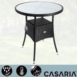 Polyrattan-Tisch Schwarz Rund Ø60cm -Garten & Außenbereich c9a102da00dcf7a1ba2c08f0193426ad de 105691d 4 1