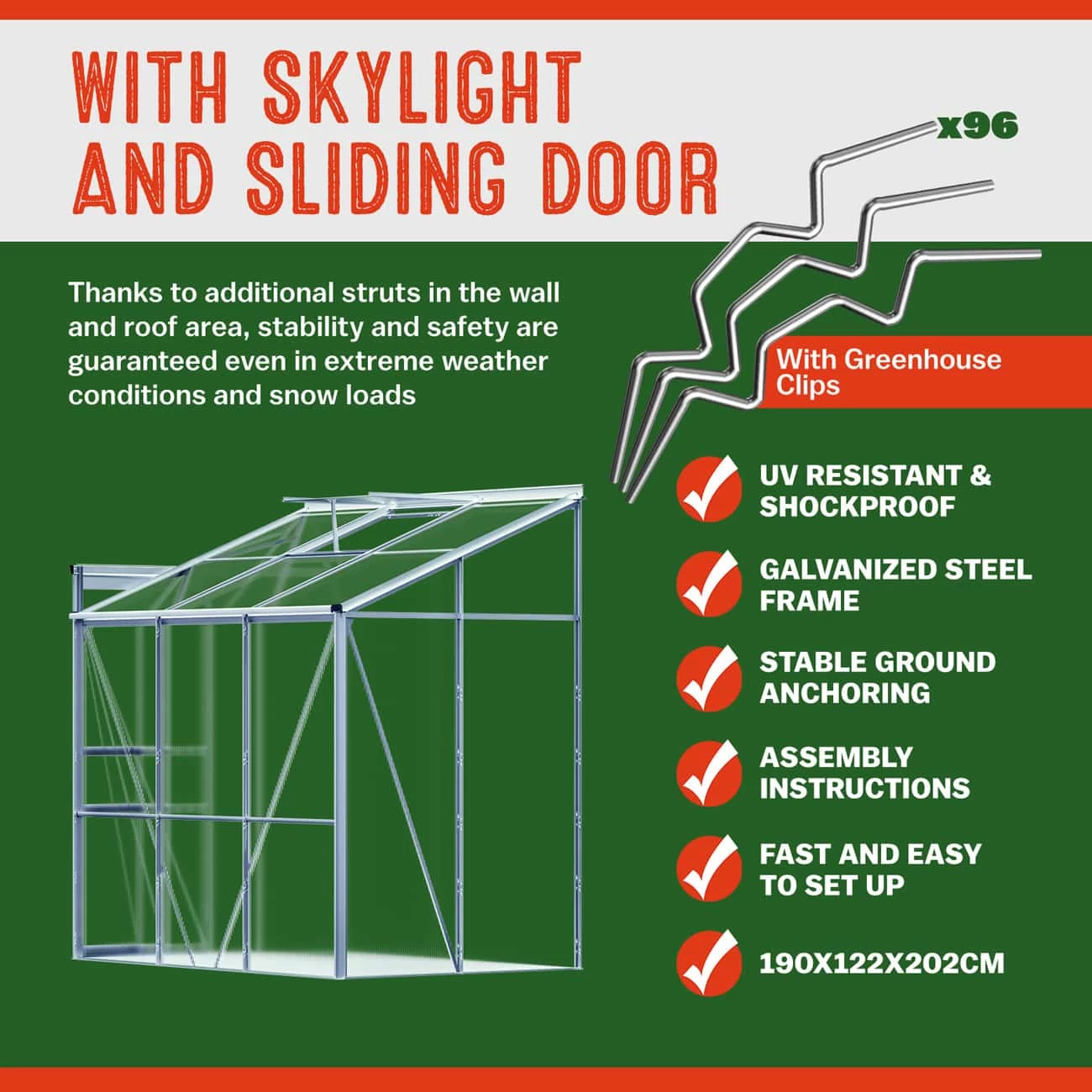 Alu Beistellgewächshaus 190x122x202cm Mit Fundament 6 Alu Beistellgewächshaus 190x122x202cm Mit Fundament – Bild 6