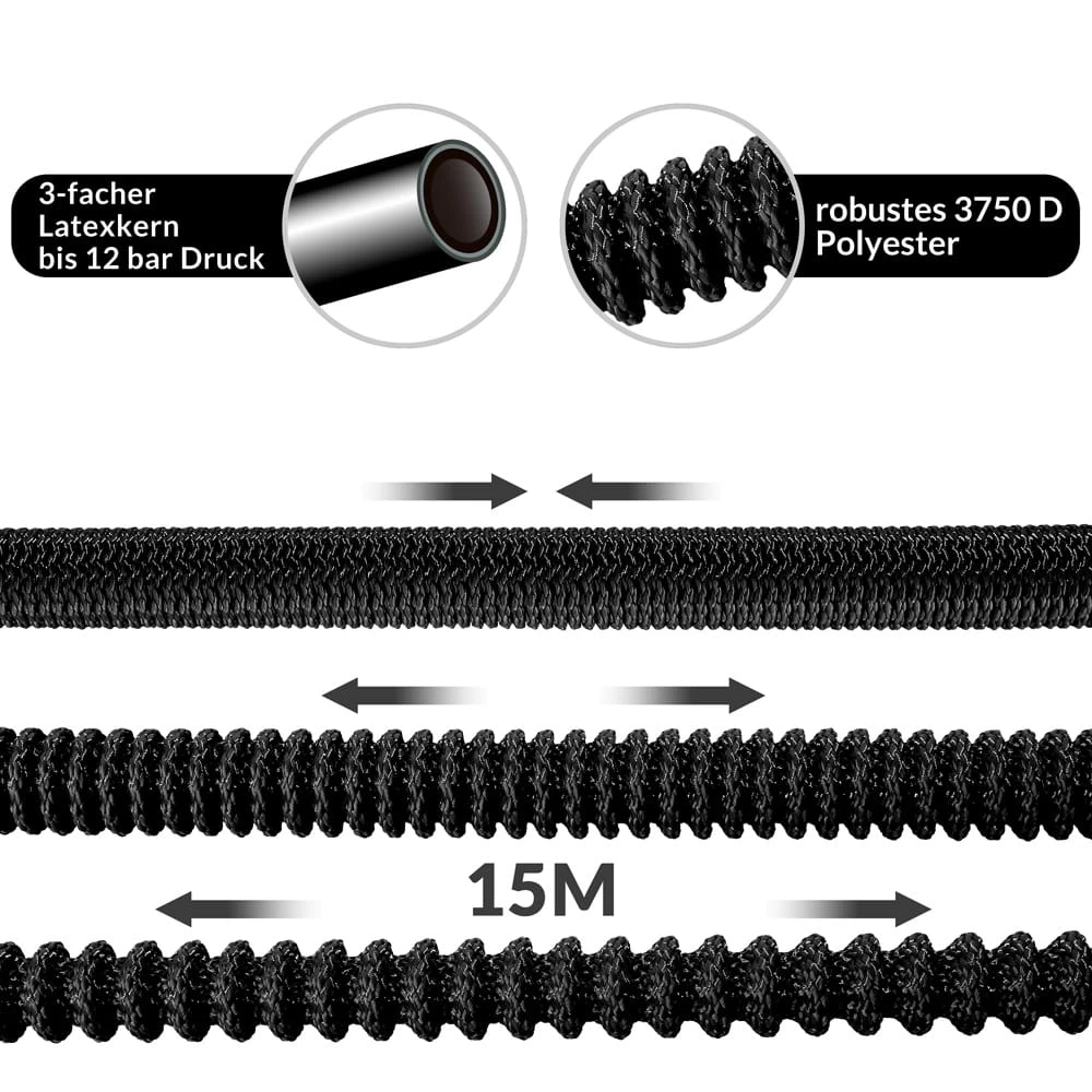 Gartenschlauch Schwarz 15m Flexibel 2 Gartenschlauch Schwarz 15m Flexibel – Bild 2