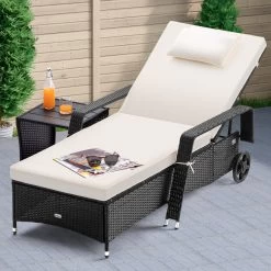 Polyrattan Sonnenliege Schwarz/Creme 193x90x43cm -Garten & Außenbereich d4680aaa4ea0b4feb2888293a751e35b de 995627d 12 1 1