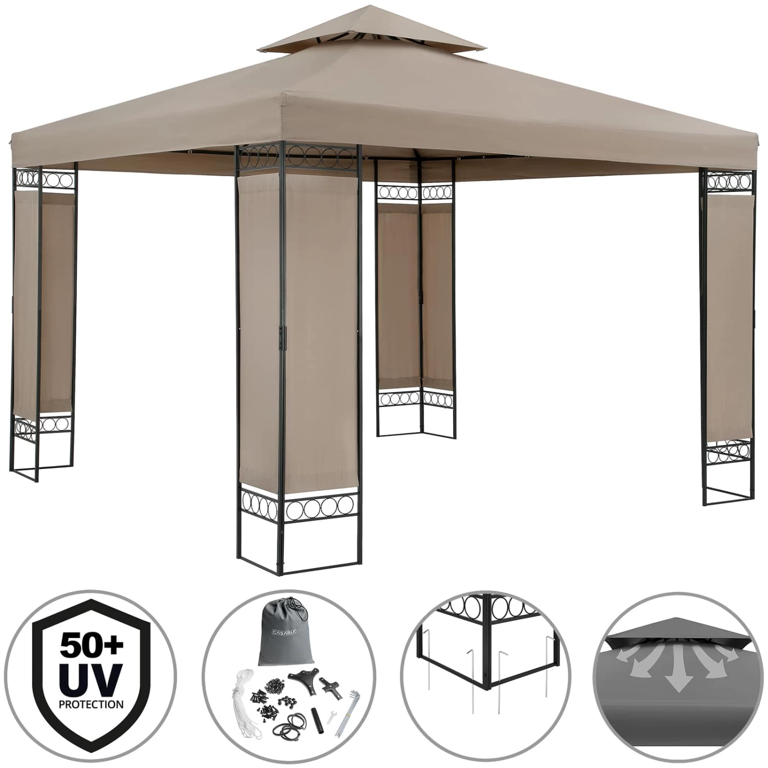 Pavillon Lorca Taupe 3x3m 8 Pavillon Lorca Taupe 3x3m – Bild 8