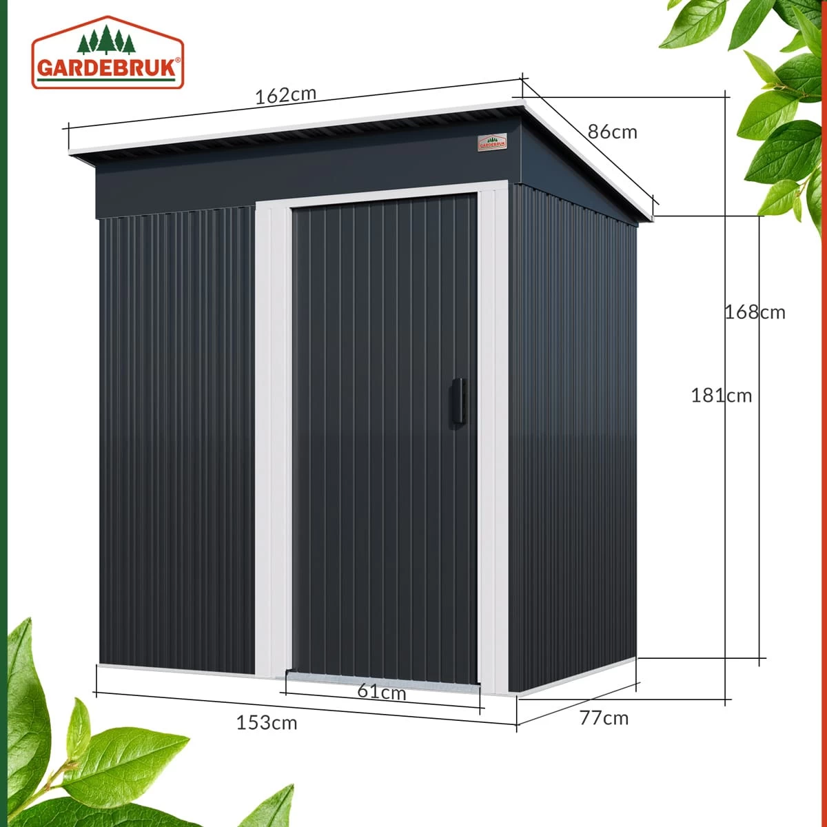 Geräteschuppen Anthrazit Metall 181x162x86cm 2 Geräteschuppen Anthrazit Metall 181x162x86cm – Bild 2