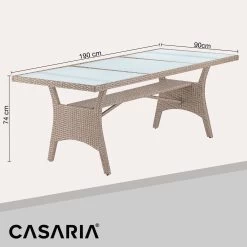 Polyrattan Gartentisch Takeo Creme 190x90x74cm Glas -Garten & Außenbereich da72cc772a2980cdd393cf55161f6771 de 995694d 02 1