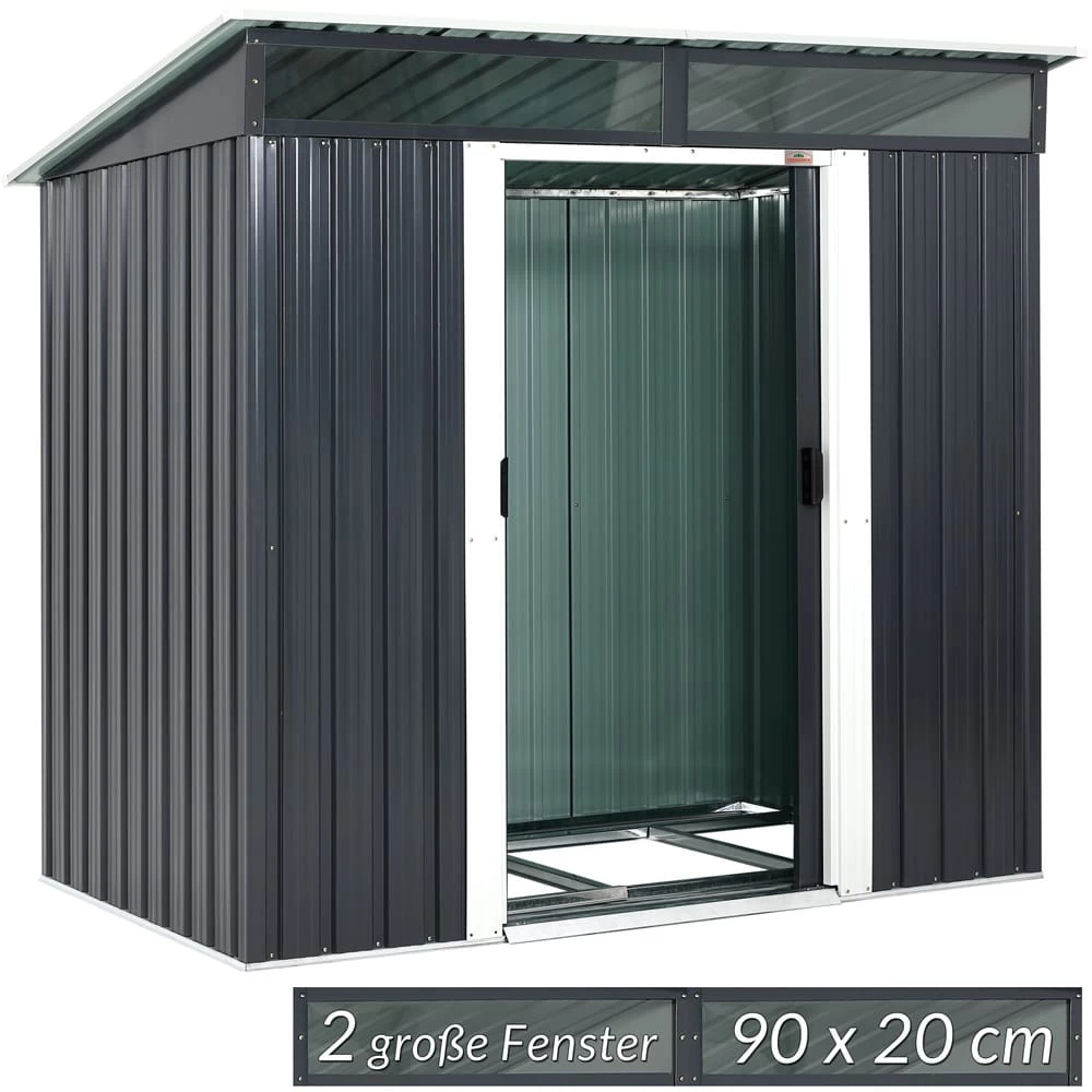 Geräteschuppen Anthrazit Metall 196x122x180cm 1 Geräteschuppen Anthrazit Metall 196x122x180cm