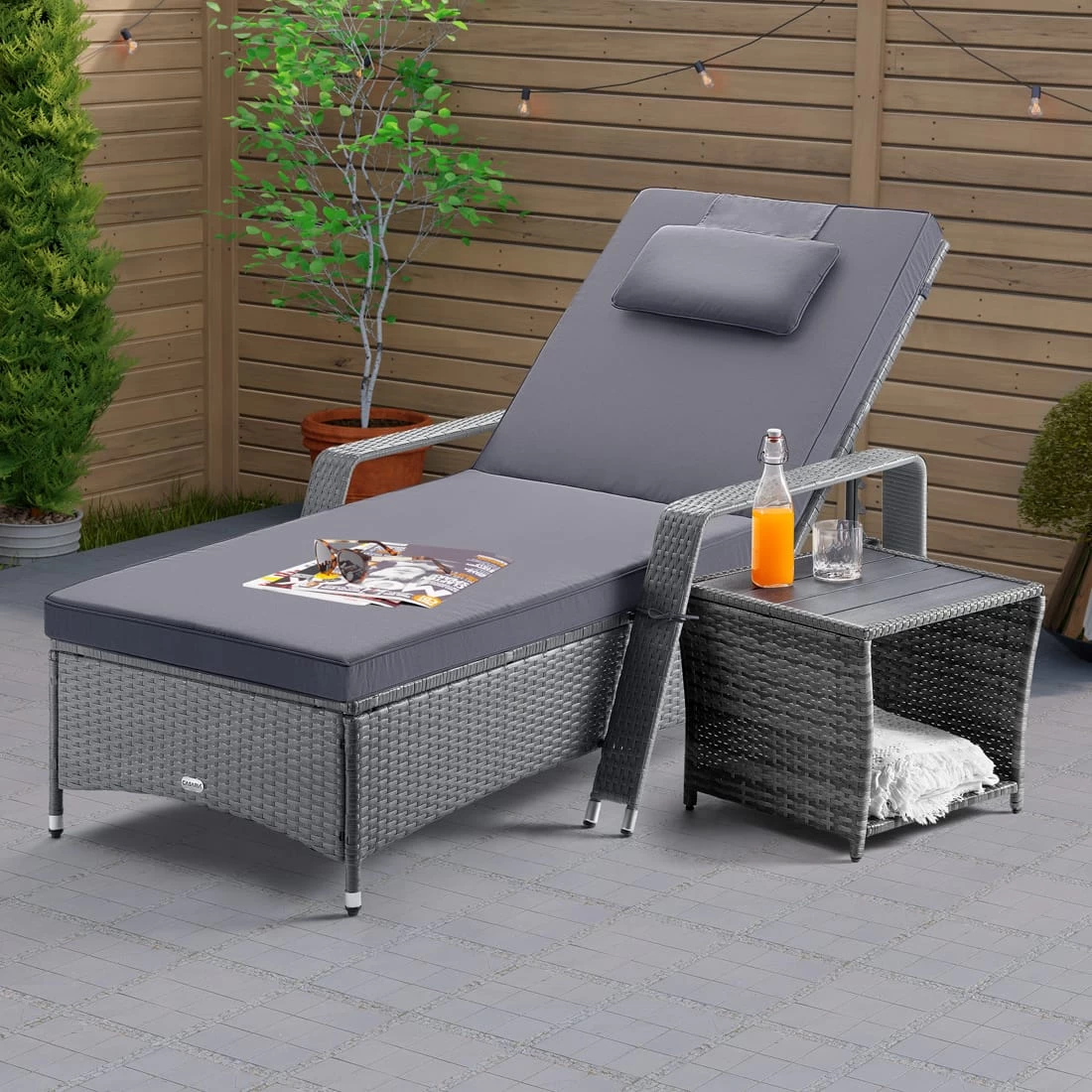 Polyrattan Beistelltisch Vedis Grau 45x45x40cm 3 Polyrattan Beistelltisch Vedis Grau 45x45x40cm – Bild 3