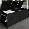 Polyrattan-Auflagenbox Schwarz 117,5x55x64,5cm Mit Rollen