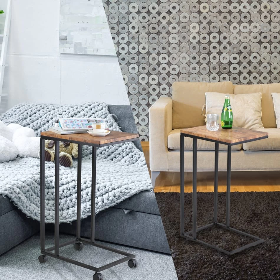 Beistelltisch Schwarz 50x35x65/70cm Mit Rollen 6 Beistelltisch Schwarz 50x35x65/70cm Mit Rollen – Bild 6