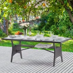 Polyrattan Gartentisch Takeo Grau 190x90x74cm Glas -Garten & Außenbereich eb4ab150abe16cdca496e93a98bd0041 de 995695d 18 1