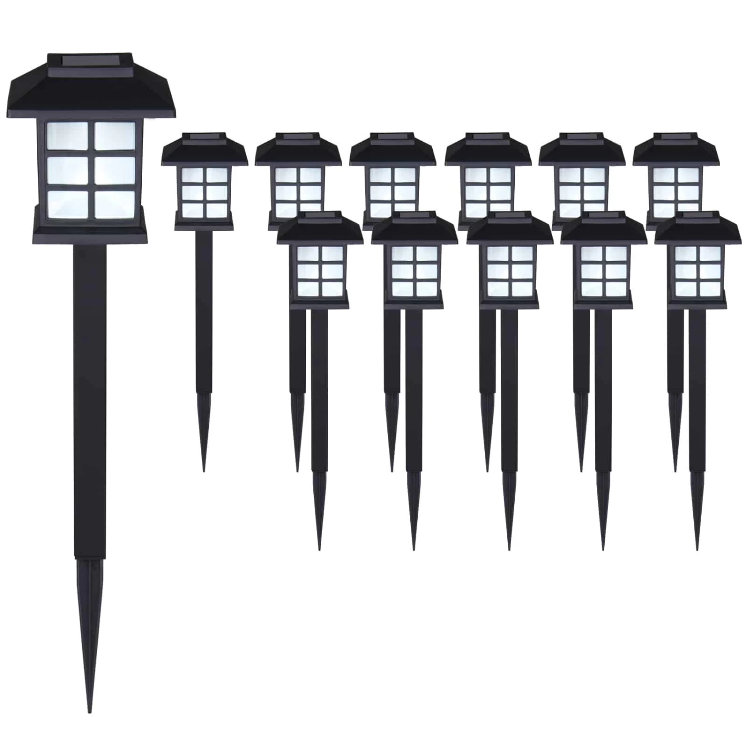 LED Solarleuchten 12er-Set Schwarz 1 LED Solarleuchten 12er-Set Schwarz