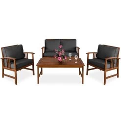 Garten-Sitzgruppe Atlas 4-tlg. Anthrazit Akazienholz