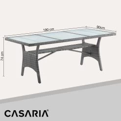 Polyrattan Gartentisch Takeo Grau 190x90x74cm Glas -Garten & Außenbereich ee8b8519eb94b5d72772983837d043d8 de 995695d 02 1